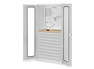 4251142217443 - Systeme ®RasterPlan Schubladenschränke 1950x1000x600mm Sichtfenstertüren Modell 37 lichtgrau