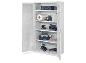 4251142217542 - Systeme Schwerlastschränke ohne Mitteltrennwand 1950x1000x600mm Modell 41 Lochplattentüren lichtgrau