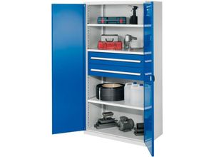 4251142217641 - Systeme Schwerlastschränke ohne Mitteltrennwand 1950x1000x600mm Modell 42 Doppelwandtüren enzianblau