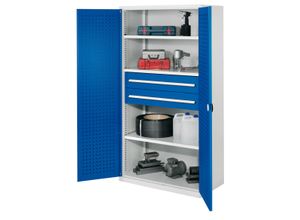 4251142217672 - Systeme Schwerlastschränke ohne Mitteltrennwand 1950x1000x600mm Modell 42 Lochplattentüren enzianblau