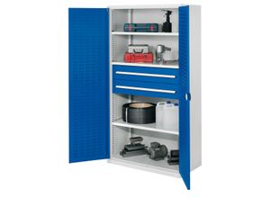 4251142217696 - Systeme Schwerlastschränke ohne Mitteltrennwand 1950x1000x600mm Modell 42 Schlitzplattentüren enzianblau