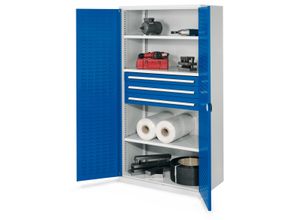 4251142217818 - Systeme Schwerlastschränke ohne Mitteltrennwand 1950x1000x600mm Modell 43 Schlitzplattentüren enzianblau