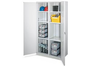 4251142218129 - Systeme Schwerlastschränke mit Mitteltrennwand 1950x1000x600mm Doppelwandtüren Modell 51 lichtgrau