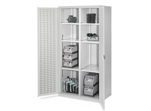 4251142218174 - Systeme Schwerlastschränke mit Mitteltrennwand 1950x1000x600mm Schlitzplattentüren Modell 51 lichtgrau