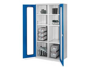 4251142218204 - Systeme Schwerlastschränke mit Mitteltrennwand 1950x1000x600mm Sichtfenstertüren Modell 51 enzianblau 4251142218204 - Systeme Schwerlastschränke mit Mitteltrennwand 1950x1000x600mm Sichtfenstertüren Modell 51 enzianblau