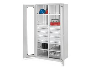 4251142218617 - Systeme Schwerlastschränke mit Mitteltrennwand 1950x1000x600mm Sichtfenstertüren Modell 54 lichtgrau 4251142218617 - Systeme Schwerlastschränke mit Mitteltrennwand 1950x1000x600mm Sichtfenstertüren Modell 54 lichtgrau