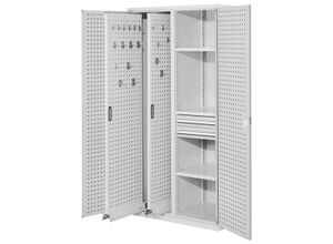 4251142218839 - Systeme ®RasterPlan Vertikalschränke 1950x1000x600mm Modell 81 Lochplattentüren lichtgrau 4251142218839 - Systeme ®RasterPlan Vertikalschränke 1950x1000x600mm Modell 81 Lochplattentüren lichtgrau