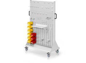 4251142230848 - RasterMobil® mobiler Arbeitsplatzschrank Größe 4 1580x1000x500mm 4x Lochplatte 4x Schiltzplatte 47-teilig lichtgrau