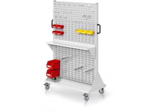 4251142230862 - RasterMobil® mobiler Arbeitsplatzschrank Größe 4 1580x1000x500mm 2x Lochplatte 6x Schiltzplatte 37-teilig lichtgrau