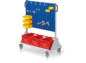 4251142231128 - RasterMobil® mobiler Arbeitsplatzschrank Größe 3 1230x1000x500mm - 2x Lochplatte 2x Schlitzplatte - 29-teilig - enzianblau