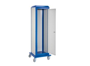 4251142236512 - Tool-Tower BxTxH 700x700x2175 mm mobil 3 Lochplatten 1 Tür RAL 5010 7035