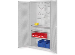 4251142237380 - ®RasterPlan Werkzeugschrank 1950x1000m Modell 6 Tiefe 500mm Lochplattentüren lichtgrau