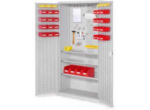 4251142237656 - ®RasterPlan Werkzeugschrank 1950x1000m Modell 6 Tiefe 410mm Schlitzplattentüren lichtgrau