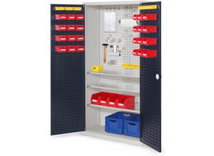 4251142237670 - ®RasterPlan Werkzeugschrank 1950x1000m Modell 6 Tiefe 410mm Schlitzplattentüren anthrazitgrau