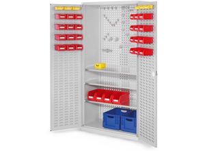 4251142237687 - ®RasterPlan Werkzeugschrank 1950x1000m Modell 6 Tiefe 500mm Schlitzplattentüren lichtgrau