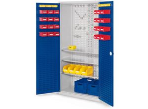 4251142237694 - ®RasterPlan Werkzeugschrank 1950x1000m Modell 6 Tiefe 500mm Schlitzplattentüren enzianblau