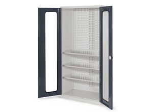 4251142237793 - Systeme ®RasterPlan Werkzeugschrank 1950x1000m Modell 6 Tiefe 500mm Sichtfenstertüren anthrazitgrau