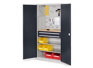 4251142237960 - Systeme ®RasterPlan Schubladenschränke 1950x1000x600mm Lochplattentüren Modell 14 anthrazitgrau