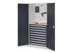 4251142237991 - Systeme ®RasterPlan Schubladenschränke 1950x1000x600mm Lochplattentüren Modell 17 anthrazitgrau