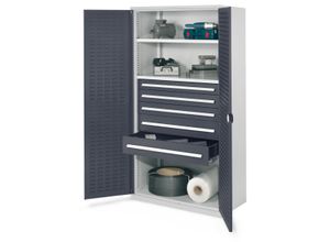 4251142238431 - Systeme Schwerlastschränke ohne Mitteltrennwand 1950x1000x600mm Modell 44 Schlitzplattentüren anthrazitgrau