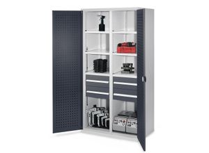 4251142239087 - Systeme Schwerlastschränke mit Mitteltrennwand 1950x1000x600mm Lochplattentüren Modell 52 anthrazitgrau 4251142239087 - Systeme Schwerlastschränke mit Mitteltrennwand 1950x1000x600mm Lochplattentüren Modell 52 anthrazitgrau