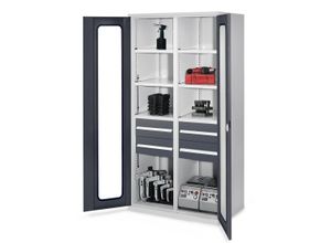 4251142239100 - Systeme Schwerlastschränke mit Mitteltrennwand 1950x1000x600mm Sichtfenstertüren Modell 52 anthrazitgrau 4251142239100 - Systeme Schwerlastschränke mit Mitteltrennwand 1950x1000x600mm Sichtfenstertüren Modell 52 anthrazitgrau
