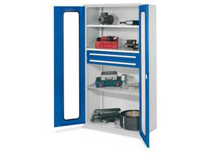 4251142239407 - Systeme Schwerlastschränke ohne Mitteltrennwand 1950x1000x600mm Modell 45 Sichtfenstertüren enzianblau