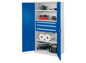 4251142239490 - Systeme Schwerlastschränke ohne Mitteltrennwand 1950x1000x600mm Modell 46 Lochplattentüren enzianblau