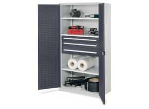 4251142239537 - Systeme Schwerlastschränke ohne Mitteltrennwand 1950x1000x600mm Modell 46 Schlitzplattentüren anthrazitgrau