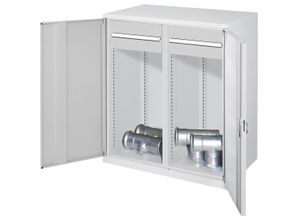 4251142239971 - Systeme Schwerlast-Beistellschränke mit Mitteltrennwand 1110x1000x600mm Vollblechtüren Modell 75 lichtgrau