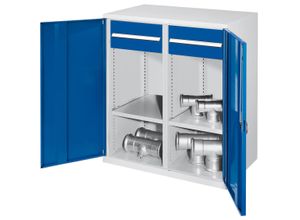 4251142240045 - Systeme Schwerlast-Beistellschränke mit Mitteltrennwand 1110x1000x600mm Vollblechtüren Modell 77 enzianblau