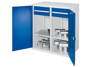 4251142240212 - Systeme Schwerlast-Beistellschränke mit Mitteltrennwand 1110x1000x600mm Doppelwandtüren Modell 77 enzianblau
