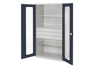 4251142240380 - Systeme ®RasterPlan Großvolumenschränke 1950x1130x590mm Sichtfenstertüren Modell 4 anthrazitgrau