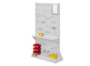 4251142242780 - Systeme ®RasterPlan Stellwände doppelseitig Größe #5 - 6x Lochplatten 4x Schlitzplatten 1x Zubehörsortiment 55-teilig Lichtgrau RAL 7035