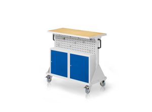 4251142245491 - Systeme RasterMobil® Größe #2 - 1000x930x500mm - 4x Lochplatten - 2x Einhängeschrank - Auflageboden inkl Multiplexwerkbankplatte - lichtgrau
