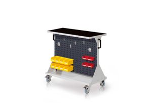4251142245521 - Systeme RasterMobil® Größe #2 - 1000x930x500mm - 2x Lochplatte 2x Schlitzplatte - Auflageboden aus Stahlblech inkl Riffelgummimatte - anthrazitgrau