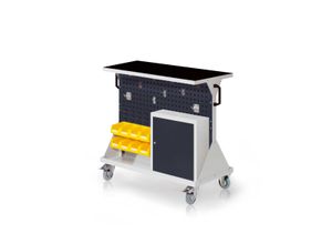 4251142245569 - Systeme RasterMobil® Größe #2 - 1000x930x500mm - 2x Lochplatten 2xSchlitzplatten - 1x Einhängeschrank - Auflageboden inkl Riffelgummimatte - anthrazitgrau