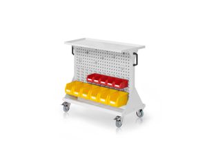 4251142245620 - Systeme RasterMobil® Größe #2 - 1000x930x500mm - 2x Lochplatte 2x Schlitzplatte - Auflageboden aus Stahlblech - lichtgrau