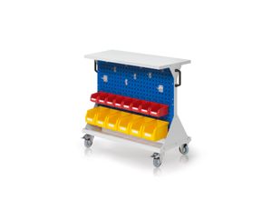 4251142245675 - Systeme RasterMobil® Größe #2 - 1000x930x500mm - 2x Lochplatte 2x Schlitzplatte - Ablageboden aus Stahlblech - enzianblau