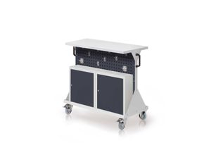 4251142245743 - Systeme RasterMobil® Größe #2 - 1000x930x500mm - 4x Lochplatten - 2x Einhängeschrank - Ablageboden aus Stahlblech - anthrazitgrau