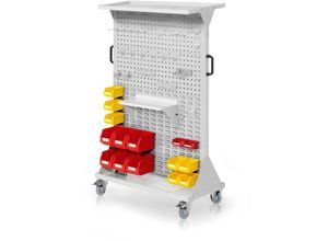 4251142246221 - RasterMobil® mobiler Arbeitsplatzschrank Größe 4 1580x1000x500mm 4x Lochplatte 4x Schlitzplatte 54-teilig mit Auflageboden lichtgrau