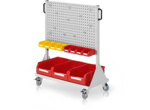 4251142246726 - RasterMobil® mobiler Arbeitsplatzschrank Größe 3 1230x1000x500mm - 4x Lochplatte - 28-teilig - lichtgrau