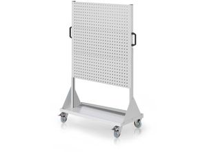 4251142246764 - RasterMobil® mobiler Arbeitsplatzschrank Größe 4 1580x1000x500mm 6 Lochplatten 6-teilig lichtgrau