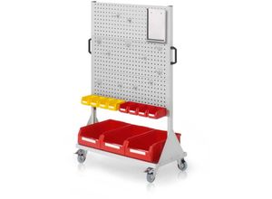 4251142246825 - RasterMobil® mobiler Arbeitsplatzschrank Größe 4 1580x1000x500mm 6 Lochplatten 31-teilig lichtgrau