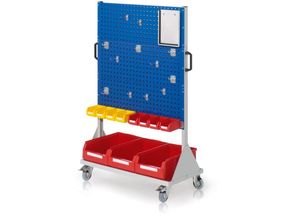 4251142246832 - RasterMobil® mobiler Arbeitsplatzschrank Größe 4 1580x1000x500mm 6 Lochplatten 31-teilig enzianblau