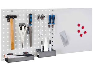 4251142247181 - Systeme LogoChart® Lager Set #1 1x Lochplatte 1000x450mm 1x Zubehörsortiment 18-teilig Anthrazitgrau RAL 7016