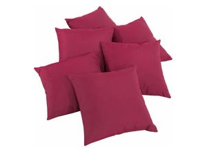 4251152672522 - - 6x Deko-Kissen 45 x 45 cm rubinrot