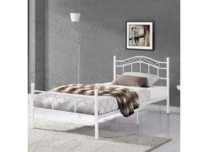 4251155574069 - [encasa] - Metallbett Florenz 90x200 cm Weiß encasa - Weiß