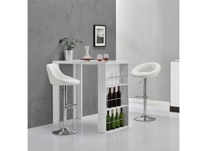 4251155579484 - [encasa] - Bartisch Bonn 117 x 57 x 1065 cm mit 3 Fächern Weiß encasa - Weiß