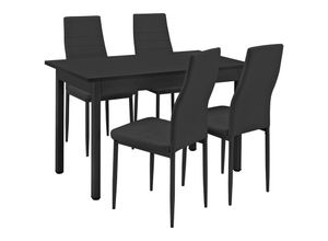 4251155585263 - [encasa] - Essgruppe Jørpeland (Set 5-tlg) 120x60 cm Schwarz Schwarz